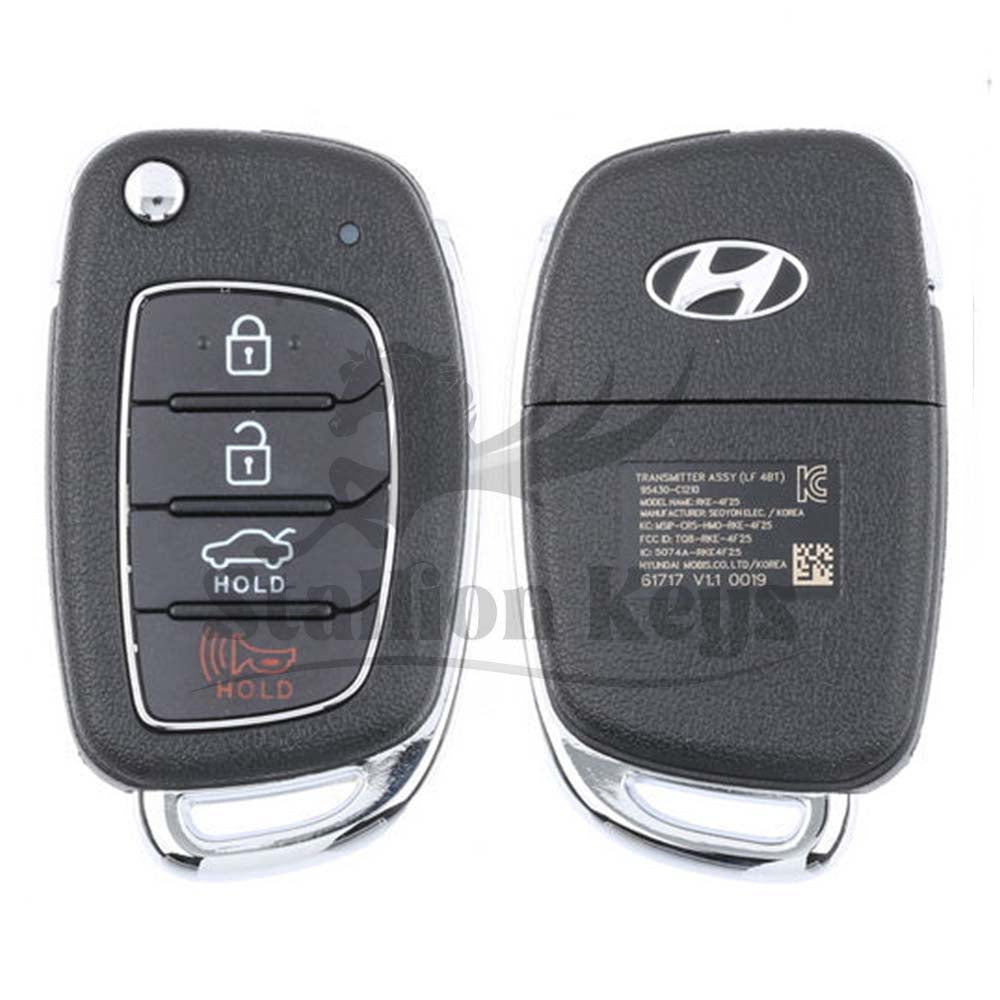 2017-2020 Hyundai Sonata / 4-Button Flip Key / PN: 95430-C1210 / TQ8-RKE-4F25 / OEM 2017-2020 Hyundai Sonata / 4-Button Flip Key / PN: 95430-C1210 / TQ8-RKE-4F25 / OEM